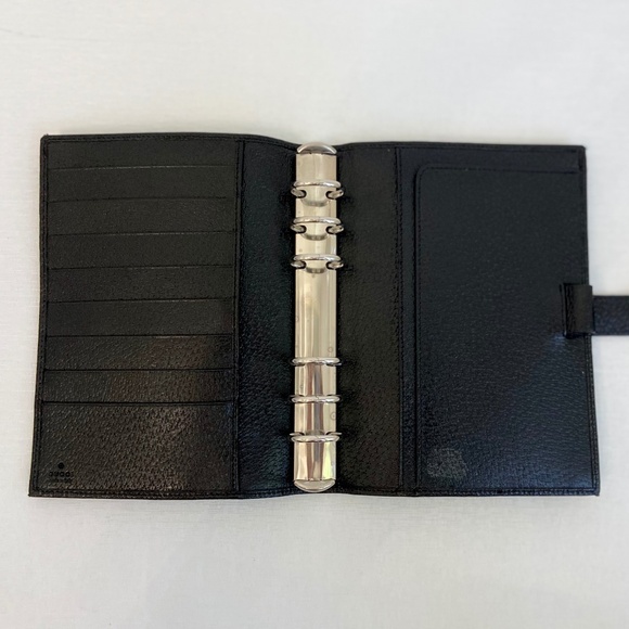 Gucci Black Canvas Agenda Cover w/ COA Gunmetal Gray Buckle Card Slots Organizer - Picture 4 of 11